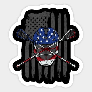 American Flag US Lacrosse Player Gift Lacrosse Goalie Tees Sticker